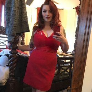 Sexy red strappy vintage Kenar Dress